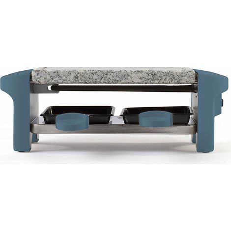 Appareil à raclette bleu foncé 2 personnes + 2 caquelons - 350W - plateau amovible en granite DOC156BS (1/4)