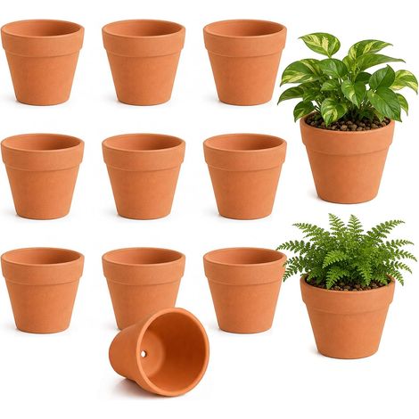 10 Pièces Pot en Terre Cuite 10X8 cm des Trous Drainage au Fond Pot Terre Cuite Comporte aux Projets de Bricolage, Pots de Fleurs pour Travaux Manuels Bureaux Intérieurs et Jardins (1/5)