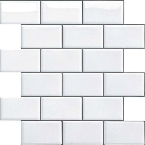 Crédence autocollante pour cuisine et salle de bain, carrelage mural autocollant, crédence de cuisine blanche autocollante, carrelage mural imperméable autocollant en PVC 3D style métro, lot de 4 (noi
