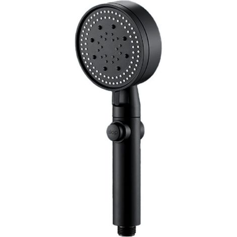 Conjunto de cabezal de ducha de alta presión de 5 modos con modo de niebla e interruptor de encendido/apagado, cabezal de ducha de alto caudal negro para baño con manguera de 150 cm y soporte -Crezuo