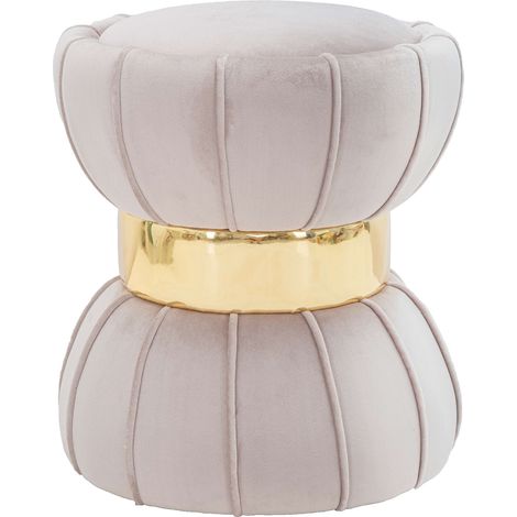 Hocker Samaip, Samtbezug, Gepolstert, Farbverlauf Sitzfläche Taupe, 40x40x44h cm Taupe
