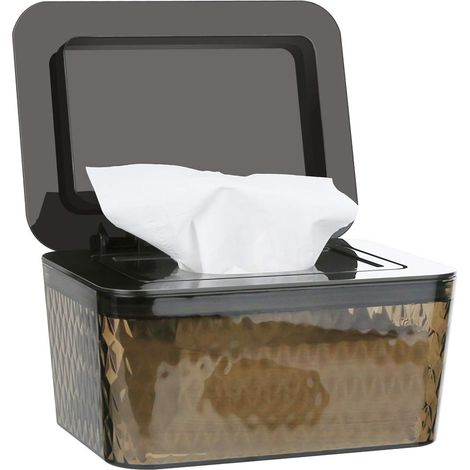 BPA-freie Babyfeuchttuchbox mit Deckel, geeignet für Zuhause und Büro (braun, 19,5 x 13,3 x 10 cm)