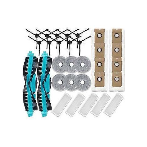 Pièces détachées pour aspirateur robot Revolution 11090 : brosse latérale rotative, filtre HEPA, lingette de nettoyage et sacs à poussière. (1/5)