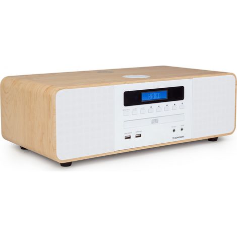 Thomson – Micro chaîne HiFi Bluetooth 50W – Tuner FM numérique – AUX-IN 3.5mm – Port USB pour MP3 – Chargeur sans fil induction