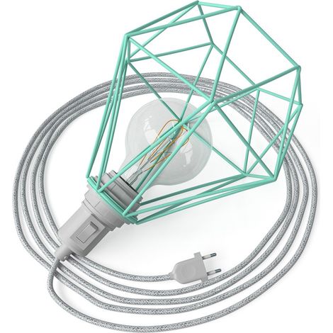 Creative Cables – Tischleuchte „Snake“ – Steckdosenleuchte mit diamantförmigem Lampenschirm