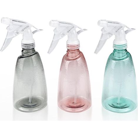 Confezione da 3 flaconi spray vuoti da 500 ml, con pulsante spray in plastica ricaricabile, flaconi spray trasparenti con 2 impostazioni di spruzzo, per pulizia, piante, capelli (1/5)