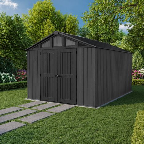 Keter Stronghold 10x15ft Outdoor Garden Storage Shed Grey Wood Effect Resin (1/5)