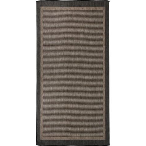 FIMEI Tapis à tissage plat d'extérieur 100x200 cm Marron foncé (1/5)