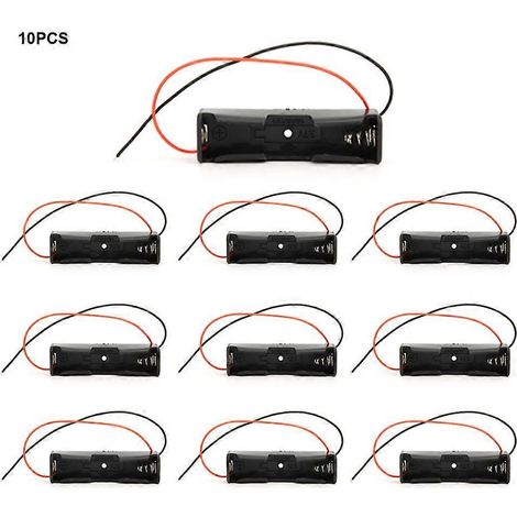 Boîtier pour 10 batteries 18650, emplacement unique, support de batterie noir avec 2 câbles de connexion, connexion série