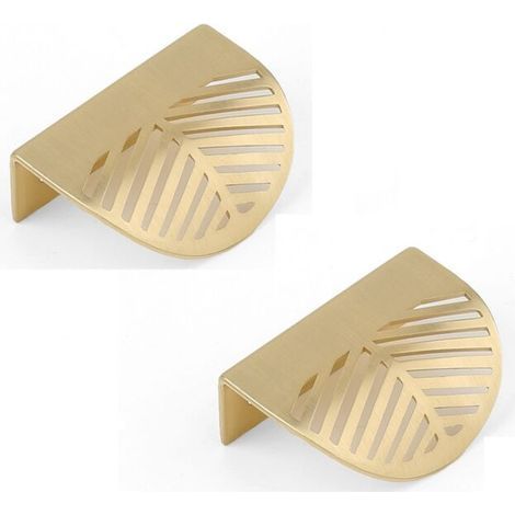 Poignée de tiroir en forme de feuille dorée. 2 pièces (60mm). poignée de porte de meuble en laiton. poignée de porte d'armoire et de placard (1/4)
