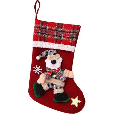 Lot de 1 Bas de Noël, Chaussettes du père Noël, pour Décoration de Bas de Noël Sac, Sac de Bonbons, Sac Cadeau，chaussettes de bonbons, sacs cadeaux (1/4)