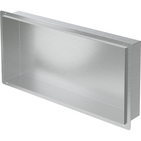 LuxeBath Nicchia a Parete senza Cornice in Acciaio Inossidabile 60x30x10 cm Argento Nicchia da Muro senza Bordo per Bagno Ripiano da Incasso senza Telaio per Doccia Contenitore per Utensili da Bagno