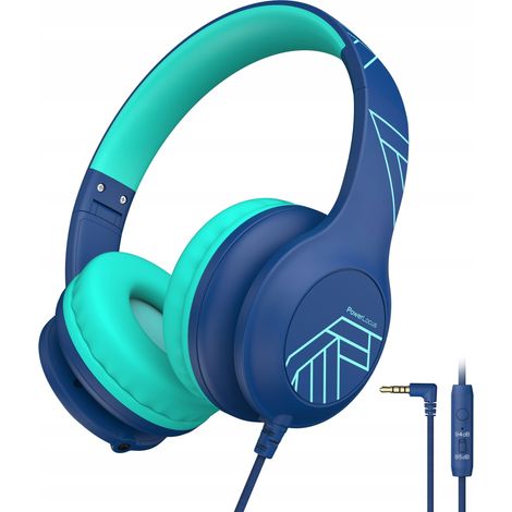 Cuffie circumaurali PowerLocus per bambini con microfono, 85/94 dB, custodia blu. (1/3)