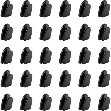 Lot de 30 Crochets Adhésifs Noirs Invisibles - Crochets Muraux Autocollants pour Serviettes, Vêtements, Clés de Voiture - Idéal pour Salle de Bain, Cuisine, Chambre, Garage - Installation (1/5)