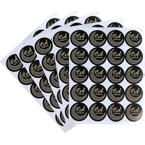 100 Stück Etiketten, Briefumschläge, Partydekorationsaufkleber, islamische muslimische Dekoration, Ramadan-Etiketten, Eid-Partyaufkleber-Black (1/3)