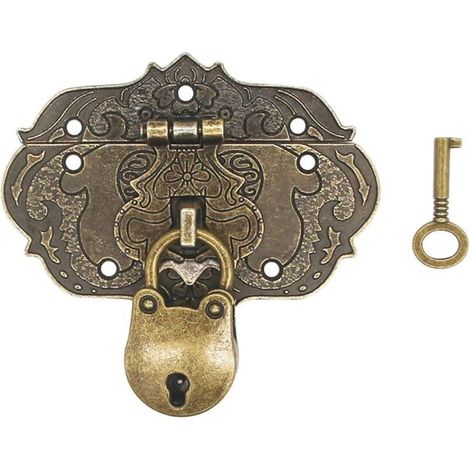 1 pcs Loquet Serrure Vintage - Antique Moraillon Fermoirs pour Décoratifs Cabinet Armoire Boîte à Bijoux pour Meubles,serrures sur coffres (1/4)