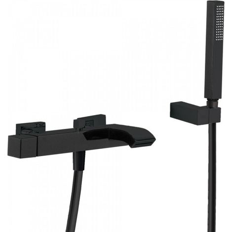 Mitigeur bain avec cascade. Douchette à main anticalcaire avec support orientable. Flexible. - TRES 0071700203NM (1/2)
