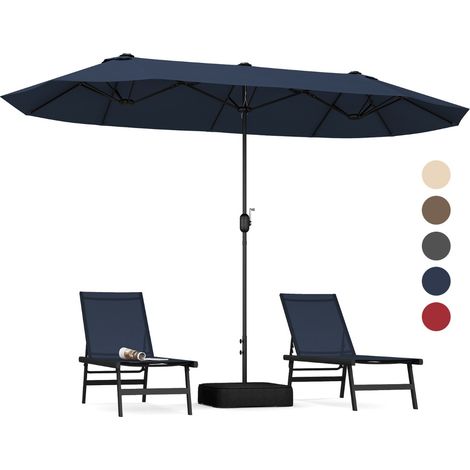 Ombrellone bifacciale da patio per giardino, Ombrellone da esterno con base riempibile Blu navy (1/3)