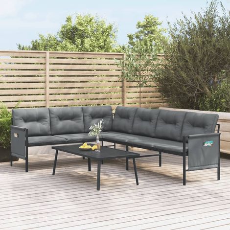 2 pcs Salon de jardin, Ensemble table et chaises de jardin, Meuble de jardin anthracite acier MKW750034 (1/5)