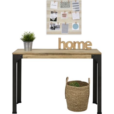 Consola Recibidor Bristol 39x110x75cm en madera maciza de pino acabado vintage estilo industrial (1/5)