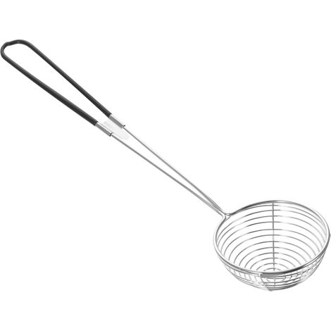 Passoire en forme de cuillère à long manche en acier inoxydable argenté, motif toile d'araignée, idéale pour la cuisine en plein air et le camping (lot de 8). (1/5)