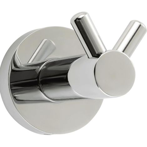 Porte-Manteau Mural Double Cornes en Inox Chromé Brillant - Pour Salle de Bain, Cuisine, Entrée - Design Élégant Sans Rayures crochet pour peignoir (1/5)