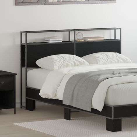 Cabecera de almacenamiento con estante Roble negro 120 cm vidaXL (1/5)