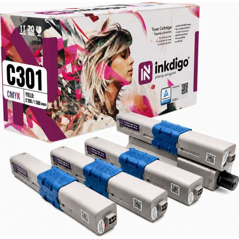 Toner Inkdigo 44973536-44973533 compatibile con OKI C301DN MC332DN C321DN certificato TÜV (1/5)