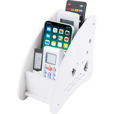 Scatola portaoggetti in legno a 4 scomparti per TV, con telecomando. (1/5)
