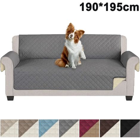Housse imperméable pour canapé 3 places 190 x 195 cm, gris foncé, couverture intégrale, poches latérales, 1 pièce (1/5)