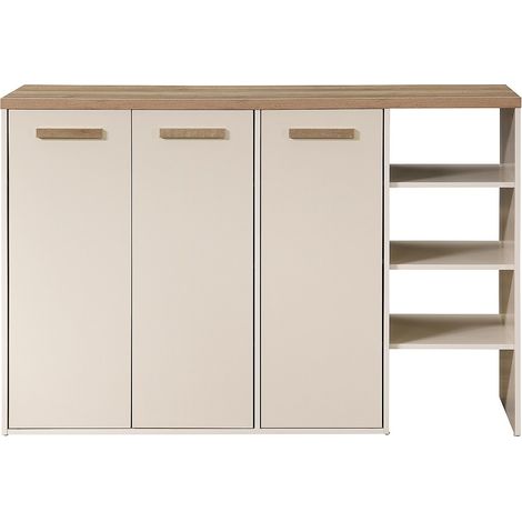 Meuble à chaussures 3 portes et 3 niches - Beige et Naturel clair - SKAIDO (1/2)