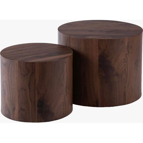 LEILA Lot de 2 tables basses couleur bois foncé (1/5)