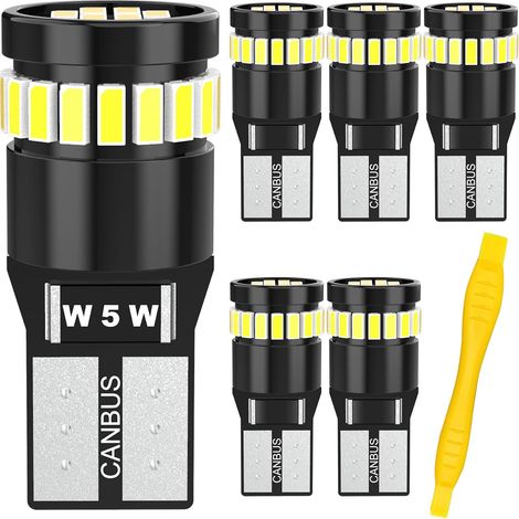 6pcs W5W LED Canbus 6000K White 12V T10 168 2825 194 LED Car License Plate Dome Car Light Bulb (1/5)