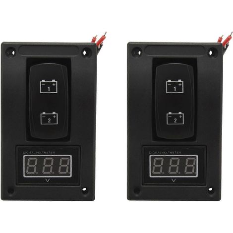 2 panneaux de test de batterie double LED 12-24 V avec interrupteur à bascule pour voiture, camion, bateau, voltmètre 4 broches ON-OFF-ON (1/5)