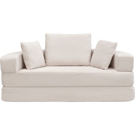 Multifunktionales freistehendes Klappsofabett (Boneless Couch) – Ovales Bett mit Kissen, modulares Sofa, Cordstoff-Bezug (173 x 176 cm), geeignet für Apartments, Wohnzimmer, Schlafzimmer (1/5)