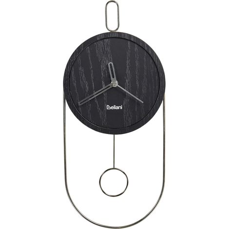 Orologio da parete da appendere 20 x 45 cm Design senza numeri MDF Pendolo Nero Sierre