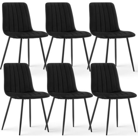 Esszimmerstühle 6er Set, Samt gepolstert, mit Metallbeinen, schwarz (1/5)