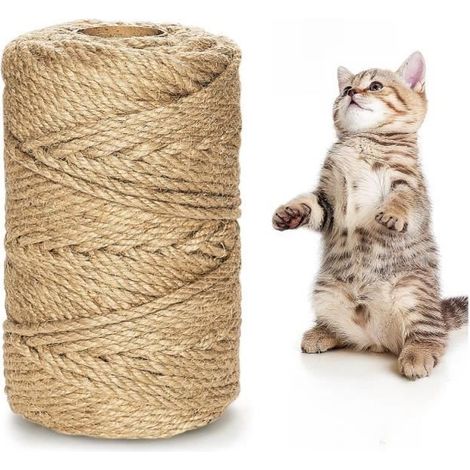 Corde à Chat - Griffe Naturelle - 6MM x 100M - Chanvre - Jute - Gants de Protection (1/4)