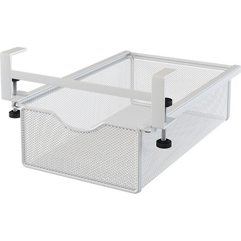 étagère de rangement multifonction sans perforation sous le bureau rectangulaire 1 36,5 x 21,5 x 9 cm Fer Blanc (1/5)