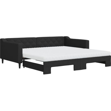 Maison Exclusive - Lit de jour avec gigogne et matelas noir 100x200 cm tissu