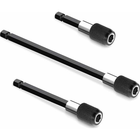 Embouts de tournevis 3 pièces Extension de tournevis à tête hexagonale, tournevis magnétique en acier à haute teneur en carbone Douille hexagonale 1/4" 60/100/150 mm, adapté à tous les forets GrooFo