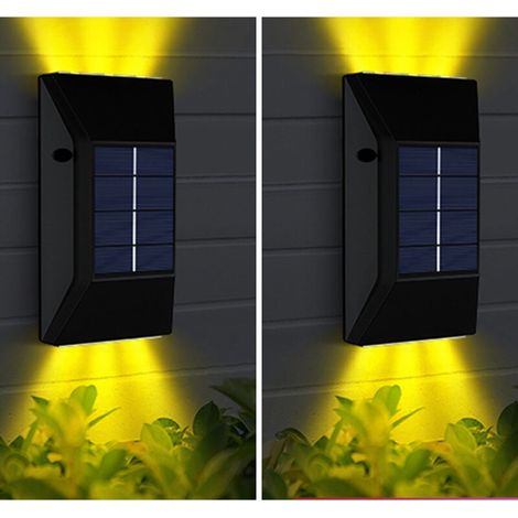 Lot de 2 Appliques Murales Solaires à LED pour Extérieur – Lumière chaude (6 LED) – Lampes Solaires Étanches pour Jardin et Porche – Éclairage Solaire (1/4)