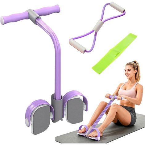 Appareil D'entraînement Abdominal, Abdominaux à 6 Tubes avec Pédale, Violet (1/5)