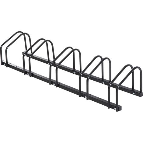 Fahrradständer für 5 Fahrräder, Fahrradaufbewahrungsständer, Fahrradständer für 65-mm-Reifen, Abmessungen 145 x 33 x 27 cm (L x B x H), schwarzer Stahl (1/5)