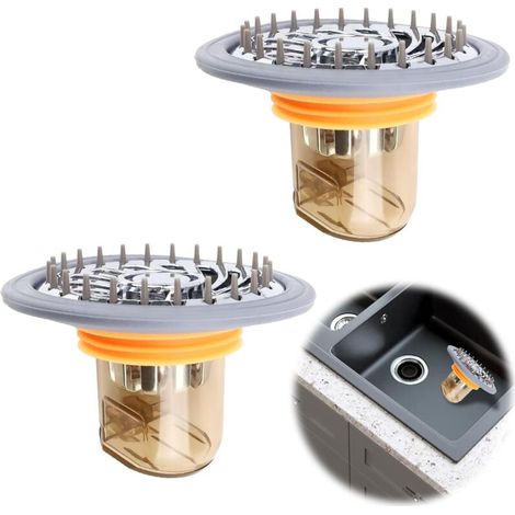 Lot de 2 Pièces 32 à 44 mm Clapet Anti Odeur, Bouchon Douche Anti Odeur, Siphon de Sol avec Filtre Cheveux Douche, Prévenir Le Colmatage, Convient aux Trous de Drainage au Sol d'un Diamètre de (1/5)