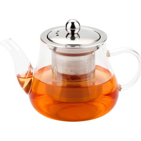 Theiere Avec Infuseur 450ml Théières Verre Borosilicate, Bouilloire à Thé Qui va Sur la Cuisinière avec Passoire en Acier Inoxydable pour Thé en Vrac, Tisane, Thé aux Fruits Teapot (1/5)