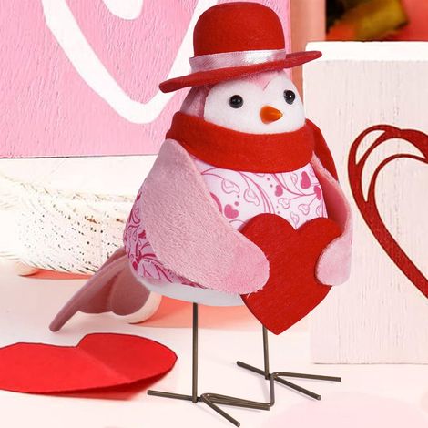 Oiseau - Décoration De Table Festive - Pour Noël Et Saint-Valentin - En Polyester Tissé - 15 X 11 X 7,6 Cm - 1 Pièce (1/5)