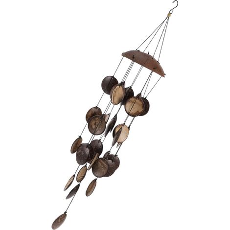 Carillon Éolien Brun en Coquille De Noyer – Décoration Extérieure Jardin – Léger Et Naturel – Mélodie Douce Vent – Suspendu, Créatif Et Pratique (1/5)
