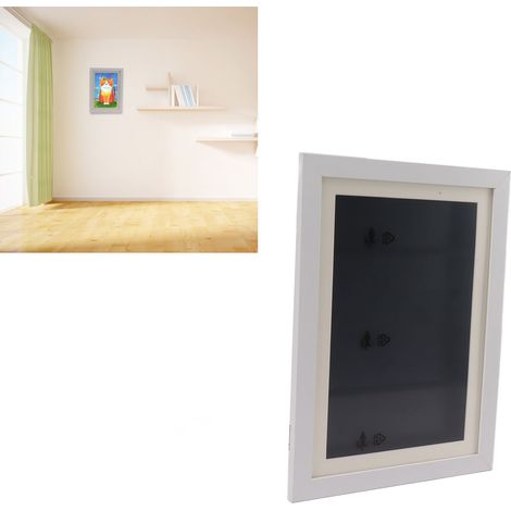 Cadre photo magnétique pliable à couvercle rabattable KidsArtFrame pour dessins d'enfants, avec rangement, cadre blanc (1/5)