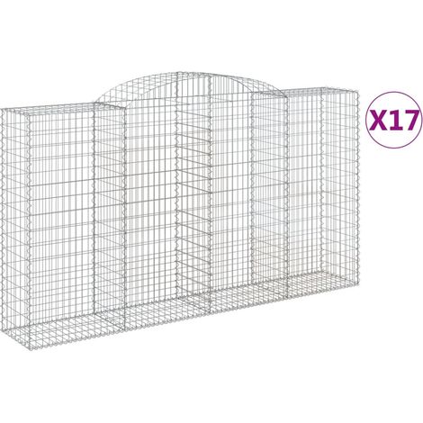 Maison Exclusive - Paniers à gabions arqués 17 pcs 300x50x160/180 cm fer galvanisé